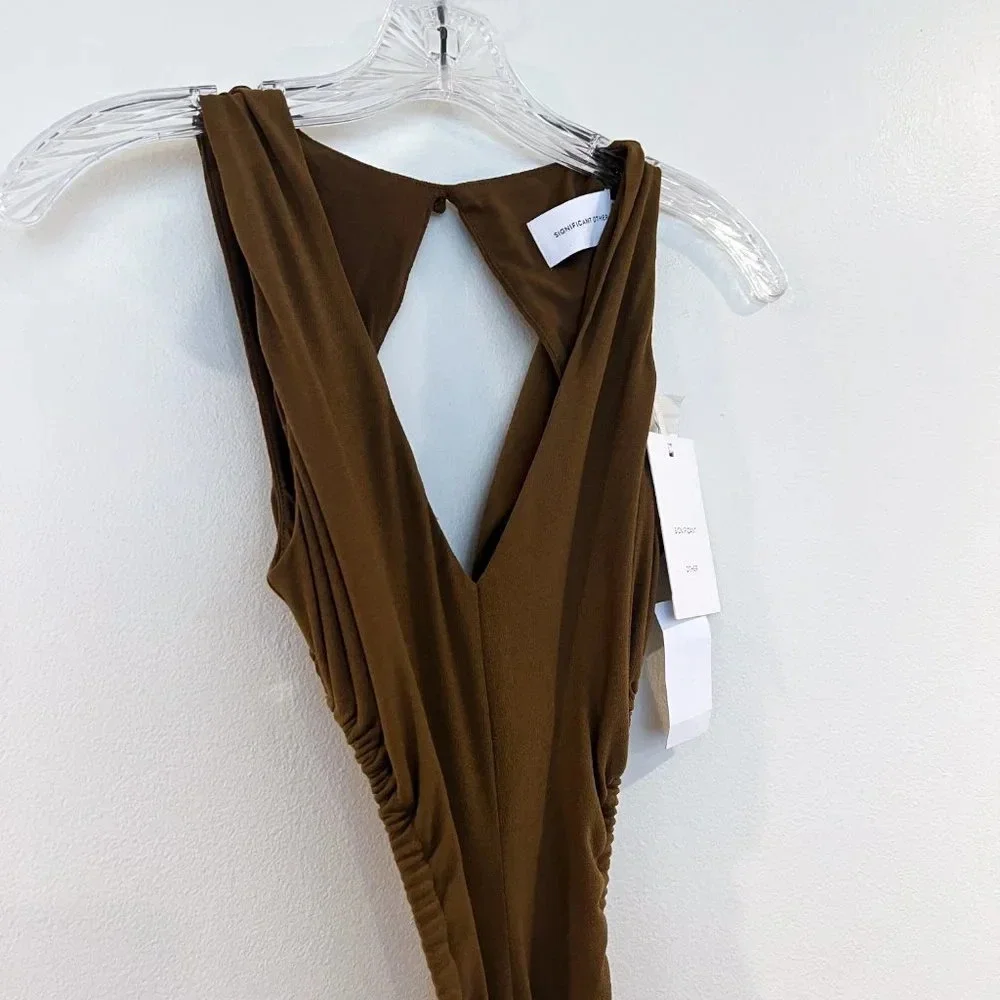 Significant Other Ingrid Cutout Back Adjustable Formal Dress in Dark Gold - Picture 7 of 9